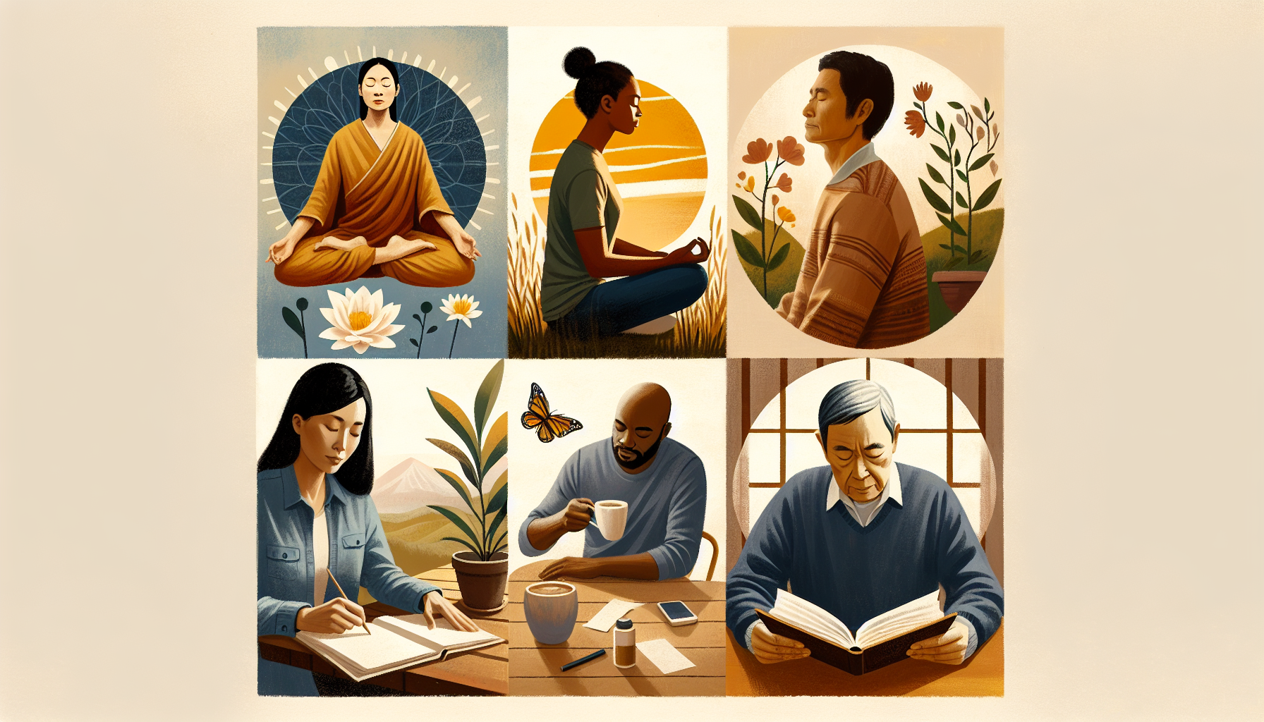 様々なセルフケア活動を象徴するコラージュ